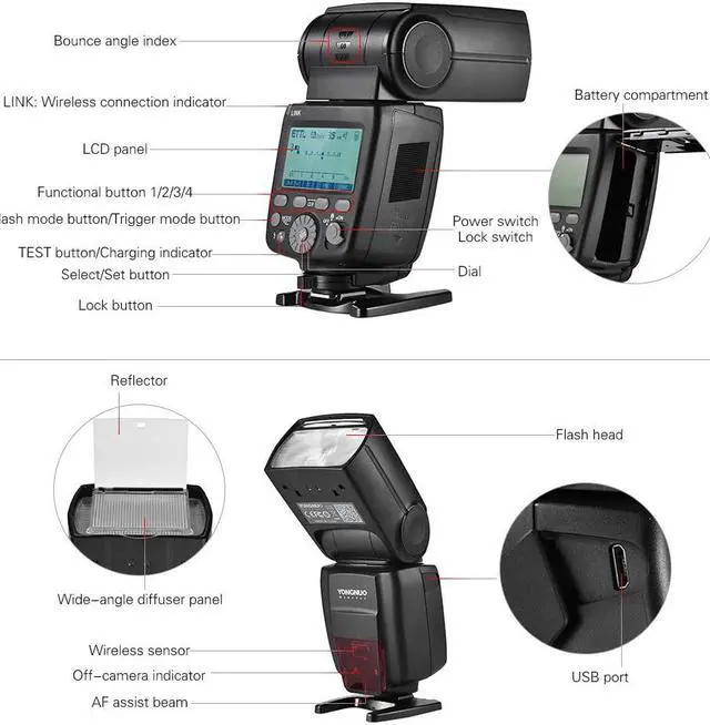 Alt view image 3 of 7 - YONGNUO YN686EX-RT TTL Lithium Speedlite 2.4G Wireless 1/8000s HSS GN60 5600K Master Slave Flash Speedlite with 2000mAh Lithium Battery for Canon Camera