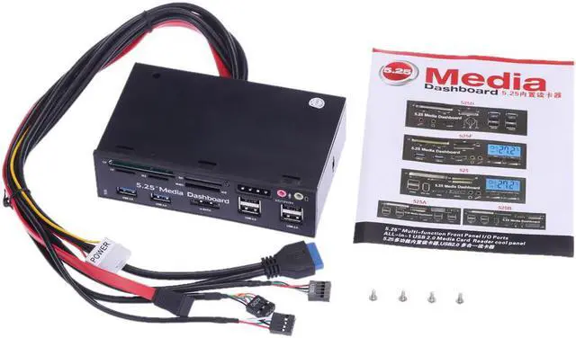 Alt view image 4 of 6 - 5.25"All-in-One Media Dashboard Multi-Function Front Panel Card Reader USB 2.0 and USB 3.0 ESATA Black Color