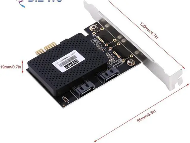 Alt view image 7 of 7 - PCIE to 3.0SATA Card 2Ports PCI Express PCIE to 2 Port SATA 3.0 Ports Expansion Controller riser Post card Adapter With Low Profile Bracket