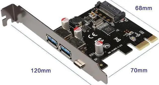 Alt view image 6 of 7 - USB 3.1 Type-C+2 usb 3.0 type-A + SATA 15PIN USB header PCI-e riser Card Desktop PCI Express 1x  USB3.1 usb3.0 Adapter