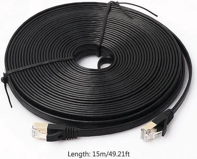 Alt view image 4 of 7 - 3.3FT/6.6FT/10FT/15FT/33FT/49.2FT  CAT7 10 Gigabit 600Mhz Flat Ethernet Shielded (SSTP) Cable Modem Router RG45 LAN Network Cord