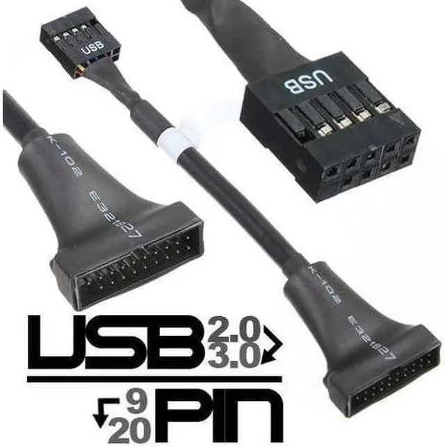 Alt view image 3 of 4 - New USB 2.0 9 Pin Motherboard Female to USB 3.0 20 Pin Housing Male Cable adapter