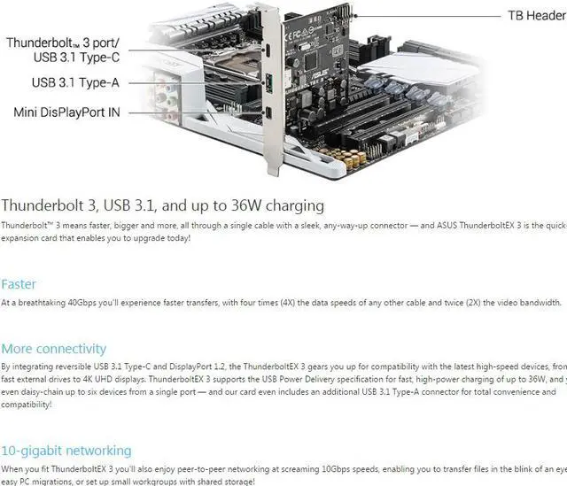 Alt view image 5 of 20 - Asus Thunderboltex 3 Thunderbolt/Usb Adapter