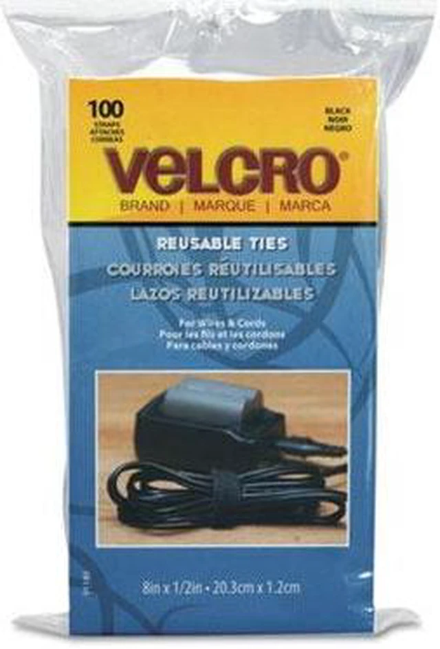 Alt view image 5 of 12 - Reusable Self-Gripping Cable Ties 1/2 x Eight Inches Black 100 Ties/Pack