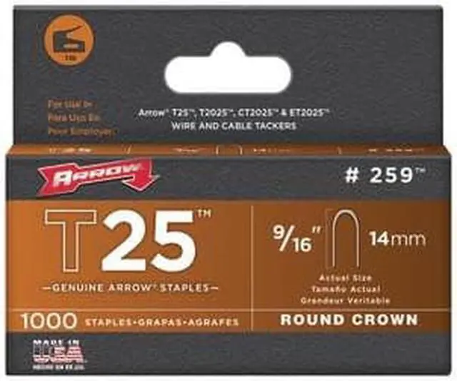 Alt view image 4 of 11 - Arrow Fastener 259 T25 9/16 Inch (14mm) Staples, 1000/Pk