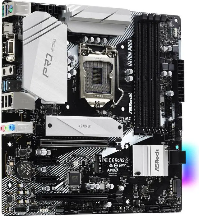 Alt view image 3 of 5 - ASRock H470M PRO4 LGA 1200 Intel H470 Micro ATX Intel Motherboard