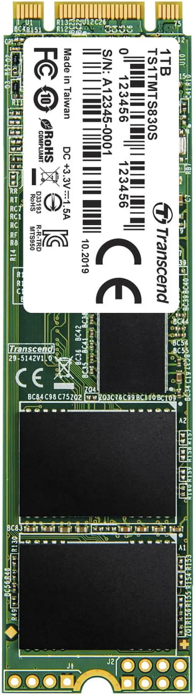 Alt view image 2 of 8 - Transcend 830S 1 TB Solid State Drive - SATA (SATA/600) - Internal - M.2 2280