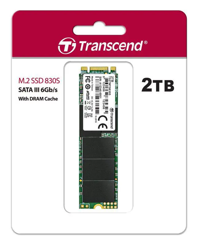 Alt view image 2 of 3 - 2TB Transcend M.2 2280 80mm SATA III 6Gbps 830S Solid State Drive