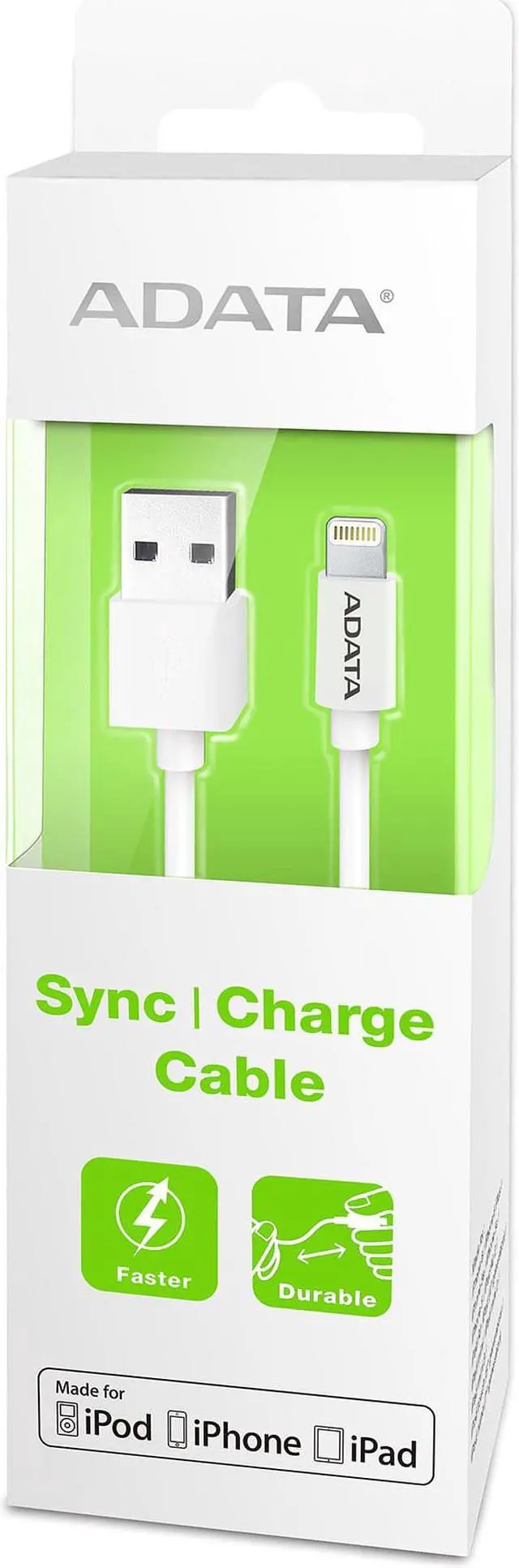 Alt view image 4 of 5 - AData 1m (100cm) Lightning USB Cable for Apple iPhone / iPad - White
