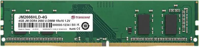 Main image of 4GB Transcend JetRAM DDR4 2666MHz PC4-21300 CL19 Desktop Memory Module