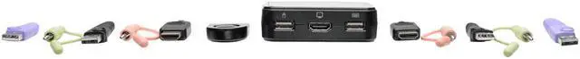 Alt view image 7 of 14 - Tripp Lite 2-Port KVM Switch w/ HDMI USB Audio Cables Peripheral Sharing (B032-HUA2)