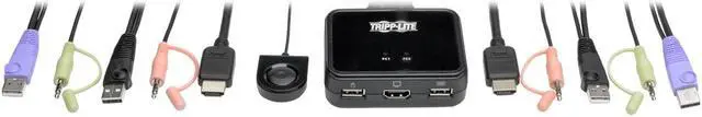 Alt view image 6 of 14 - Tripp Lite 2-Port KVM Switch w/ HDMI USB Audio Cables Peripheral Sharing (B032-HUA2)
