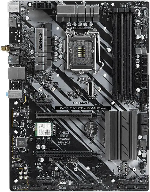 Alt view image 2 of 9 - ASRock Phantom Gaming 4/ac Z490 Intel ATX DDR4-SDRAM Motherboard