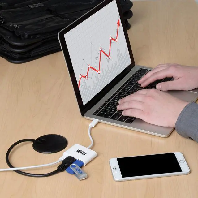 Alt view image 13 of 20 - Tripp Lite USB C to HDMI Multiport Adapter w/PD Charging USB Type C to HDMI (U444-06N-HU-C)
