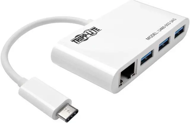Alt view image 13 of 20 - Tripp Lite 3-Port USB-C to USB-A Hub Portable w/ Gigabit Ethernet Port RJ45 (U460-003-3AG)