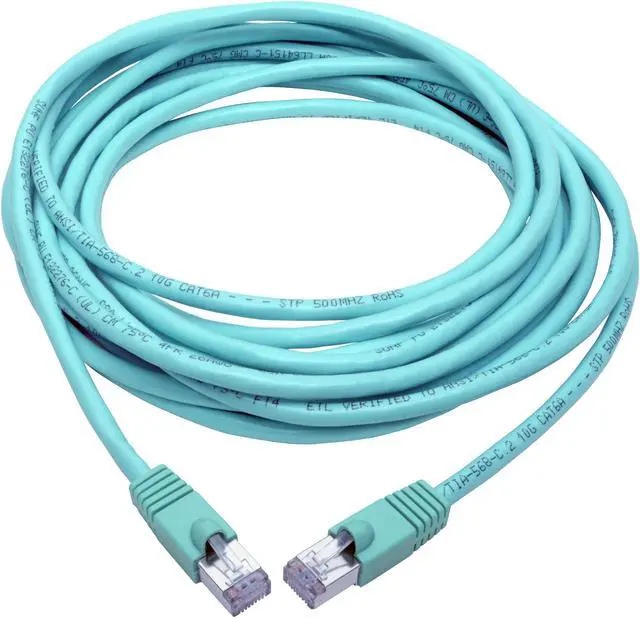Alt view image 4 of 15 - Tripp Lite 25ft RJ-45 M/M Cat6a Snagless Shielded STP Patch Cable Aqua N262025AQ