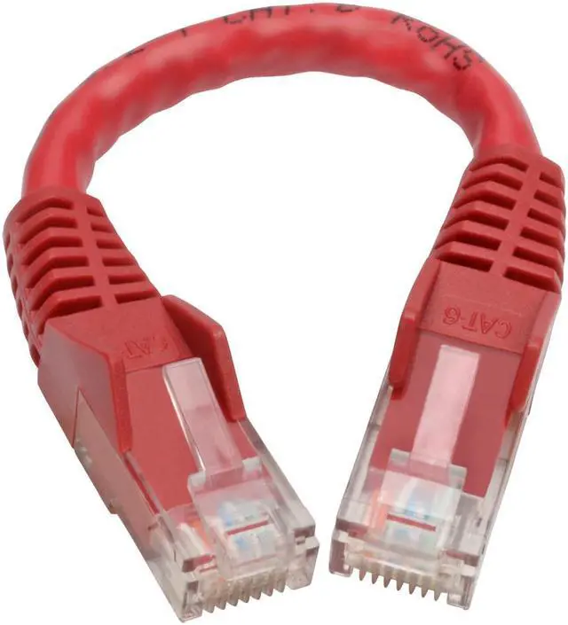 Alt view image 8 of 20 - Tripp Lite N201-06N-RD Premium Cat6 Gigabit Snagless Molded Utp Patch Cable, 24 Awg, 550 Mhz/1 Gbps (Rj45 M/M) , Red, 6 In. - Patch Cable - Rj-45 (M) To Rj-45 (M) - 5.9 In - Utp - Cat 6 - Ieee 802.3A