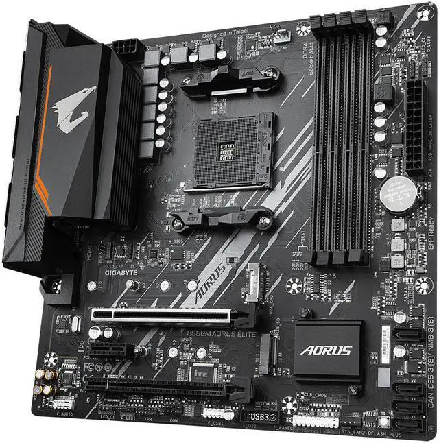 Alt view image 5 of 18 - Gigabyte AMD B550 AORUS ELITE Socket AM4 Micro ATX DDR4-SDRAM Motherboard