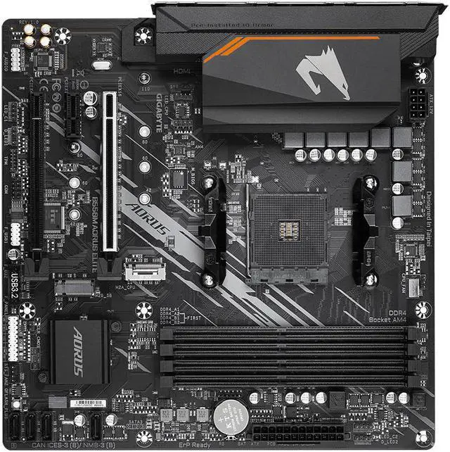 Alt view image 3 of 18 - Gigabyte AMD B550 AORUS ELITE Socket AM4 Micro ATX DDR4-SDRAM Motherboard