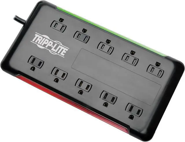 Alt view image 13 of 20 - Tripp Lite 10-Outlet Surge Protector Power Strip 6 ft. Cord 2880 Joules Black (TLP1006B)
