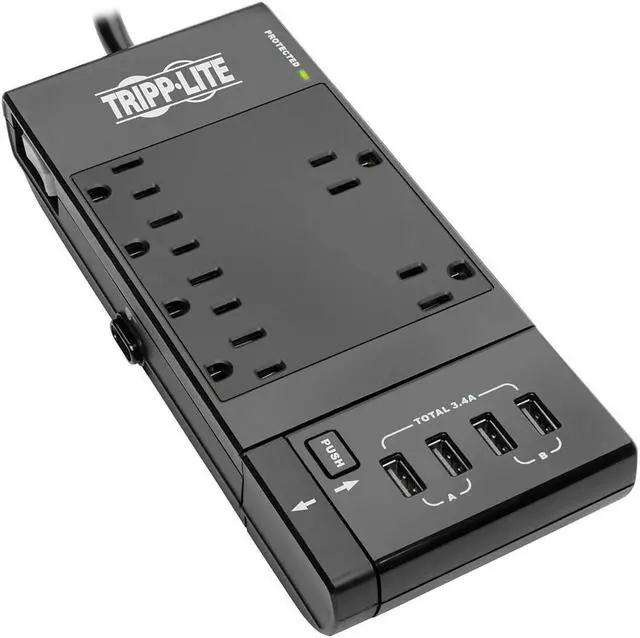 Alt view image 8 of 20 - Eaton Tripp Lite Series Protect It! 7-Outlet Surge Protector, 7 ft. Cord with Right-Angle Plug, 2160 Joules, Diagnostic LEDs, Light Gray Housing - 7 x NEMA 5-15R - 1800 VA - 2160 J - 120 V AC Input - 120 V AC Output - 7 ft
