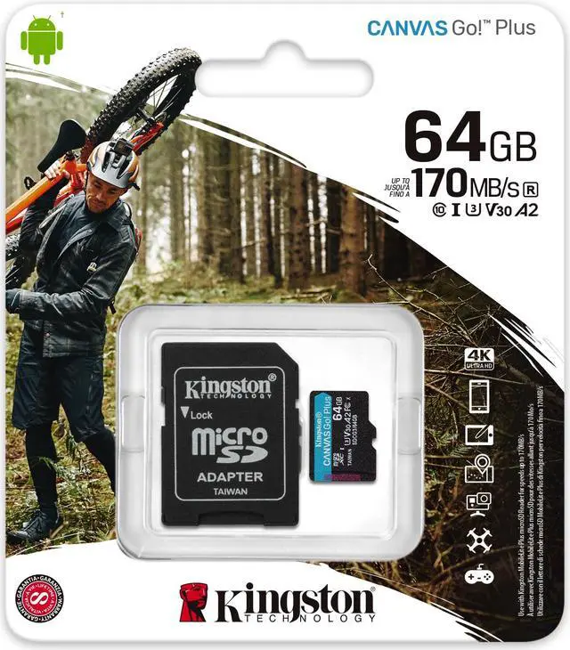 Alt view image 7 of 17 - Kingston Canvas Go! Plus 64 Gb Class 10/Uhs-I (U3) Microsdxc