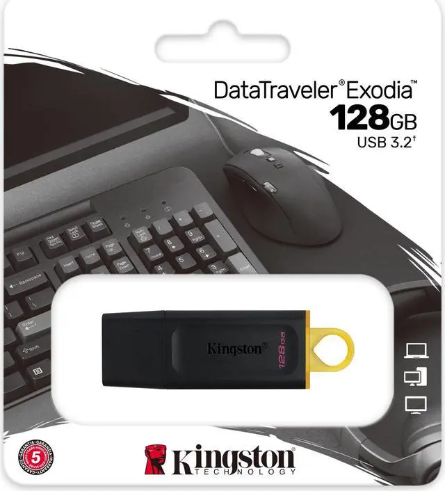 Alt view image 5 of 20 - KINGSTON DTX/128GB 128GB USB3 2 G1 DTE Blk Yellow