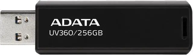 Main image of 256GB AData UV360 USB3.2 Flash Drive Black w/ Sliding USB Connector
