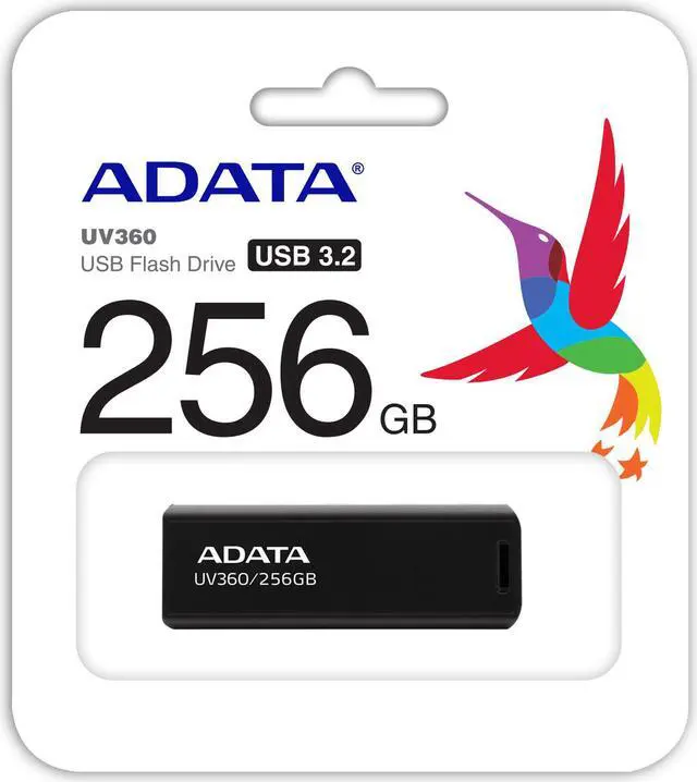 Alt view image 5 of 5 - 256GB AData UV360 USB3.2 Flash Drive Black w/ Sliding USB Connector