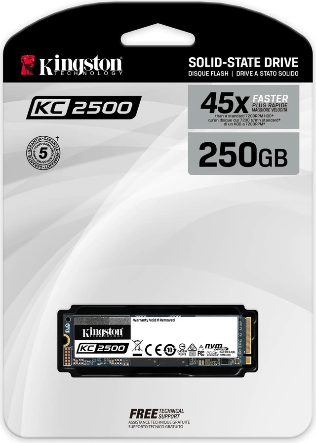 Alt view image 6 of 9 - Kingston Kc2500 250 Gb Solid State Drive - M.2 2280 Internal - Pci Express Nvme (Pci Express Nvme 3.0 X4)