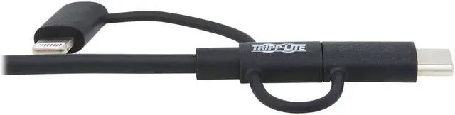 Alt view image 12 of 17 - Tripp Lite USB-A to Lightning USB Micro-B and USB-C Sync/Charge Cable Black 6 ft. M101006LMCBK