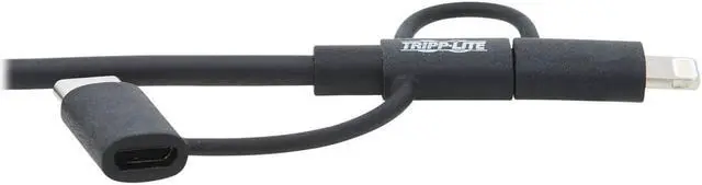 Alt view image 13 of 17 - Tripp Lite USB-A to Lightning USB Micro-B and USB-C Sync/Charge Cable Black 6 ft. M101006LMCBK