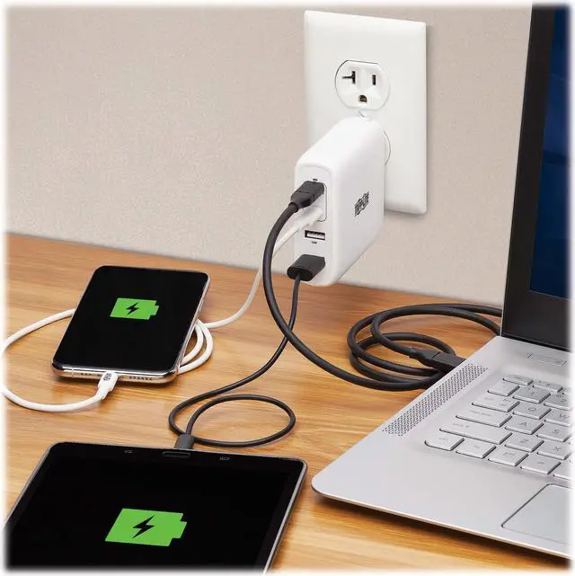 Alt view image 6 of 13 - Tripp Lite USB C Wall Charger 4Port Compact 100W PD3.0 White U280W04100C2G