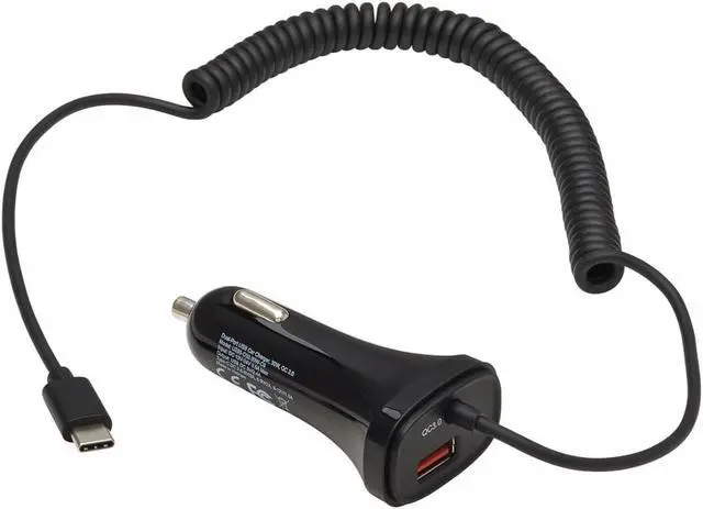 Alt view image 15 of 20 - Tripp Lite U280-C02-30W-C6 Black Dual-Port USB Car Charger with 30W Charging - USB-C (18W) QC 3.0, USB-A (12W), Coiled 6 ft.