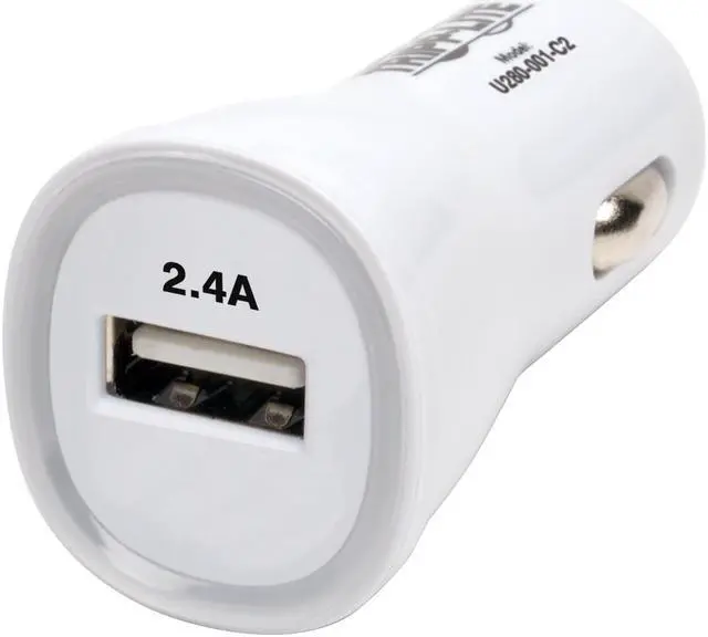 Alt view image 7 of 14 - Tripp Lite U280-001-C2 White USB Tablet / Phone Car Charger, 5V / 2.4A