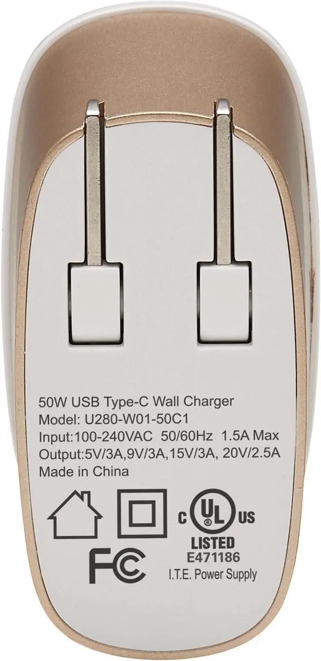 Alt view image 11 of 16 - Tripp Lite 50W Compact USB-C Wall Charger U280W0150C1