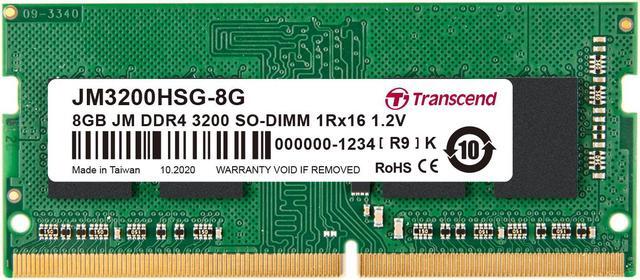 Main image of 8GB Transcend JetRam DDR4 3200Mhz PC4-25600 CL22 SO-DIMM Laptop Module 260 Pins