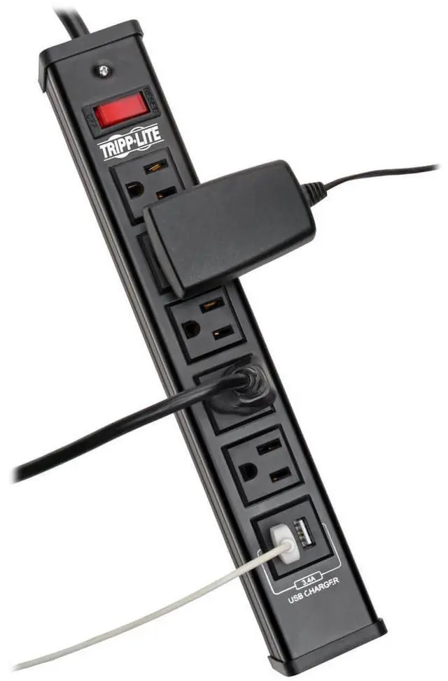 Alt view image 8 of 18 - TRIPP LITE TLM526USBB 6.0 Feet 5 Outlets 450 Joules Surge Protector