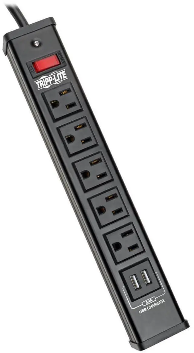 Alt view image 7 of 18 - TRIPP LITE TLM526USBB 6.0 Feet 5 Outlets 450 Joules Surge Protector
