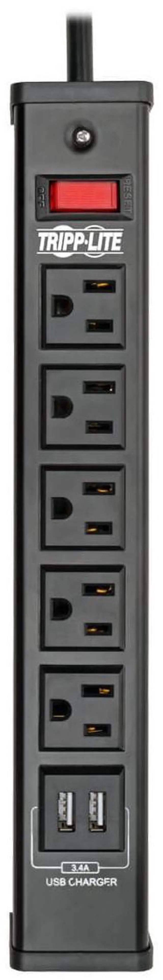 Alt view image 9 of 18 - TRIPP LITE TLM526USBB 6.0 Feet 5 Outlets 450 Joules Surge Protector