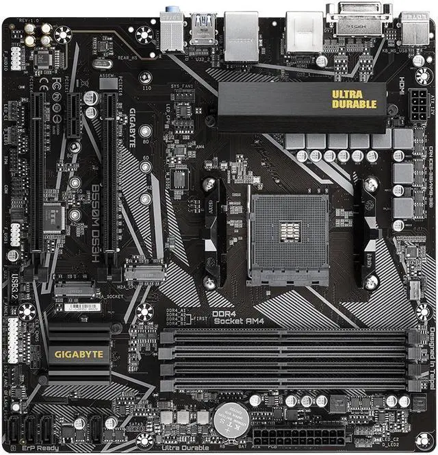 Alt view image 3 of 20 - GIGABYTE B550M DS3H AM4 AMD B550 SATA 6Gb/s Micro ATX AMD Motherboard
