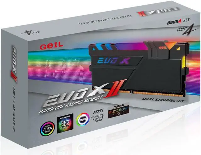 Alt view image 2 of 2 - 16GB GeIL EVO X II RGB DDR4 3600MHz PC4-28800 CL18 Dual Channel Kit (2x 8GB) Black