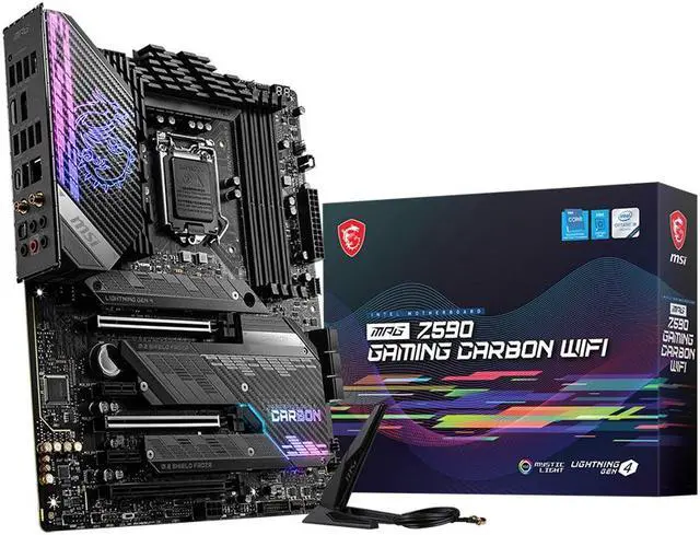 Alt view image 5 of 5 - MSI MPG Z590 GAMING CARBON WIFI LGA 1200 Intel Z590 SATA 6Gb/s ATX Intel Motherboard