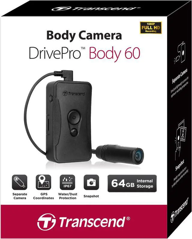 Alt view image 5 of 5 - Transcend 64Gb Drivepro Body60 Camera