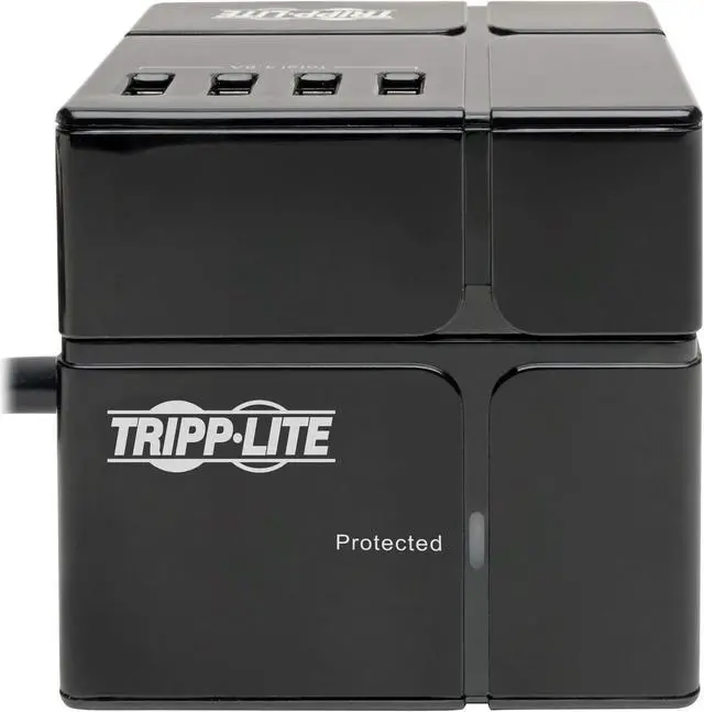 Alt view image 15 of 20 - Tripp Lite Surge Protector 3 Outlet 6 USB-A Power Cube Black TLP366CUBEUSBB