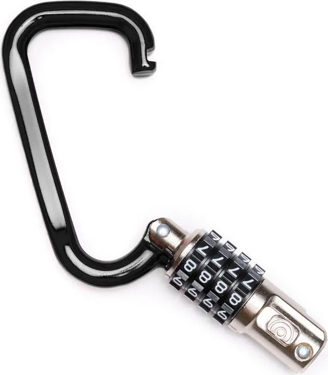 Alt view image 2 of 5 - EyezOff 3.5" Carabiner Aluminum Multi Purpose Lock 4-Dial Combination D-Shape (Black)
