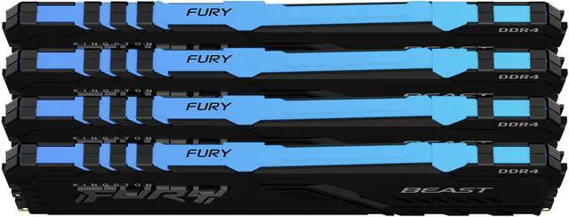 Alt view image 2 of 6 - 64GB Kingston FURY Beast RGB 2666MHz DDR4 Quad Memory Kit (4 x 16GB)