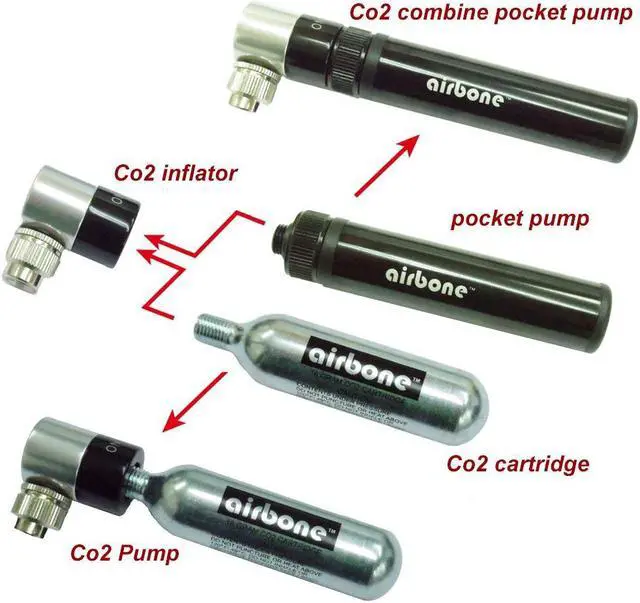 Alt view image 4 of 5 - EyezOff Airbone ZT-726 Mini Dual Function Bicycle Pump - Compact Manual Pump + CO2 Inflator (100PSI)