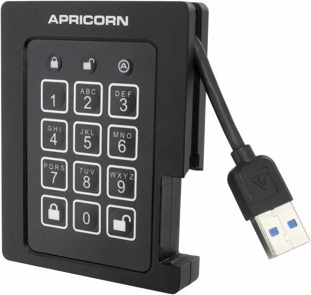 Main image of 4TB Apricorn Aegis Padlock USB3.0 External Solid State Drive - Black