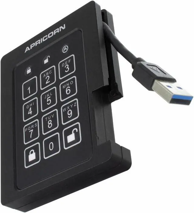 Alt view image 2 of 20 - 4TB Apricorn Aegis Padlock USB3.0 External Solid State Drive - Black